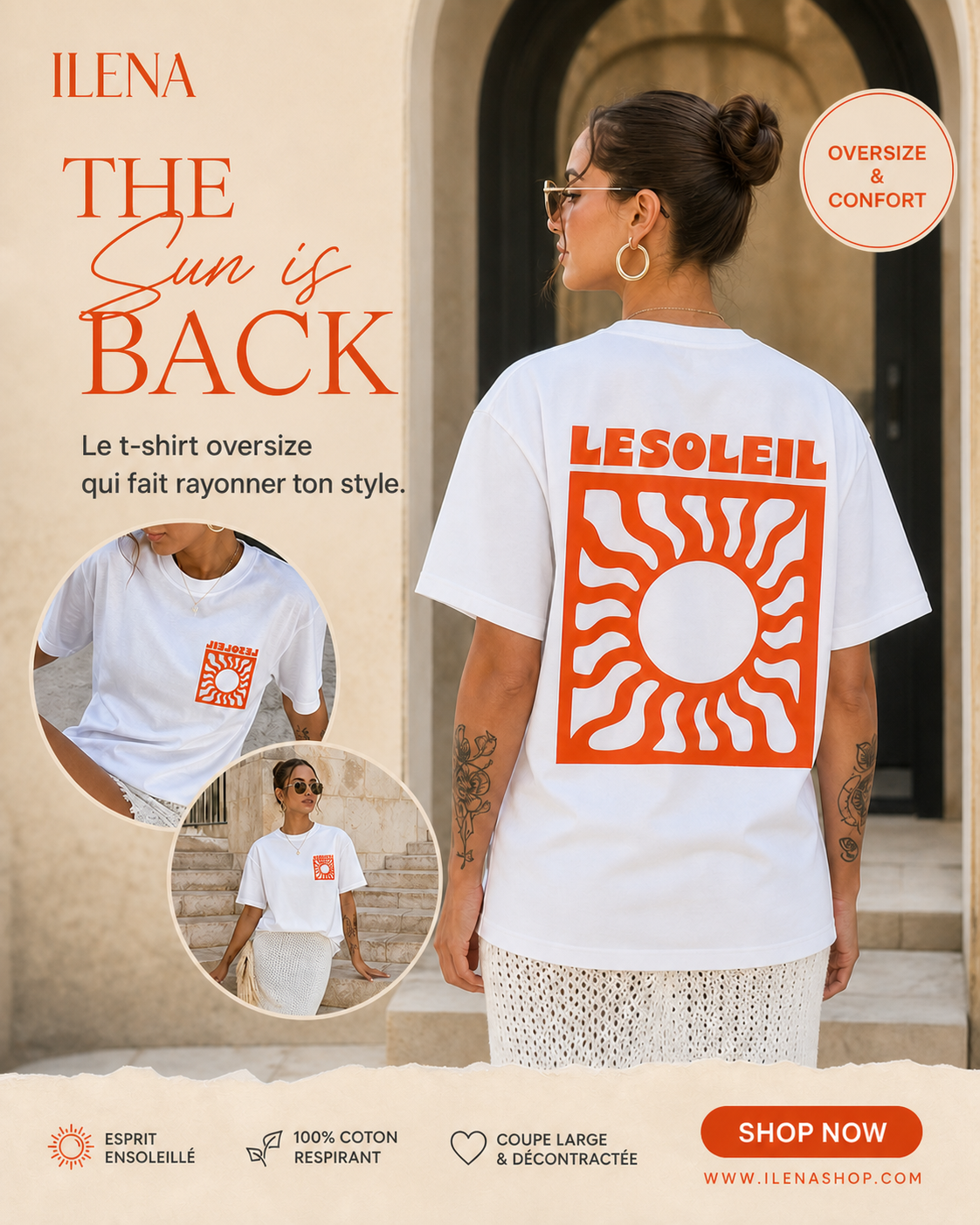 ILENA – T-shirt Oversize "Le Soleil"