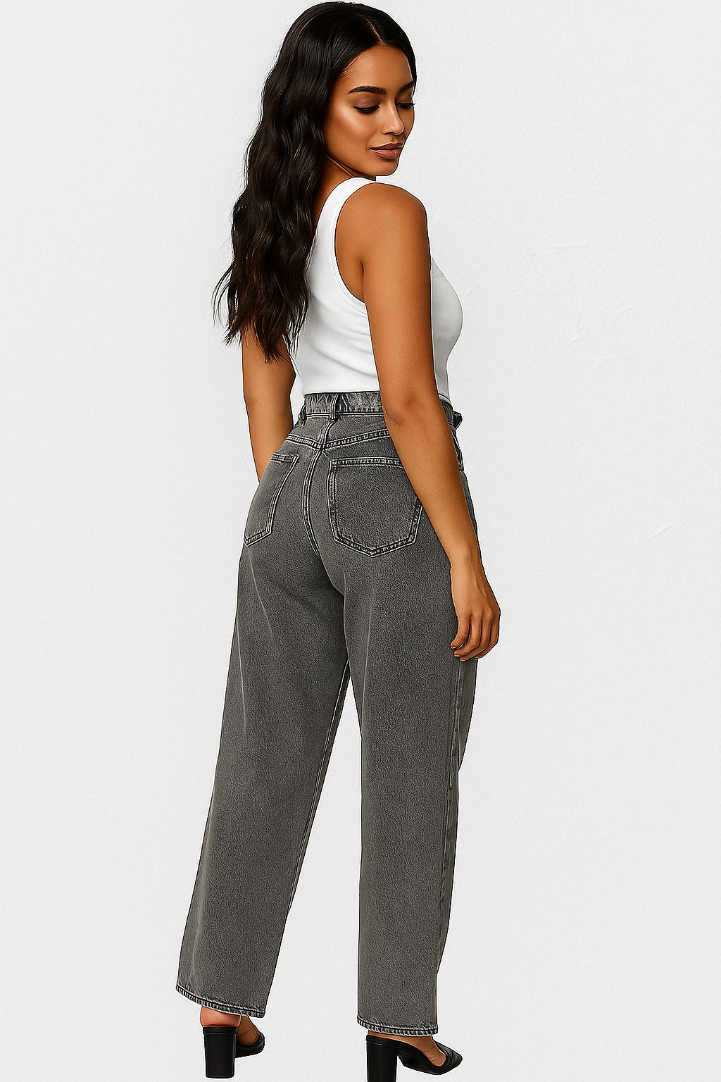 Jean Baggy Taille Haute - Gris Vintage