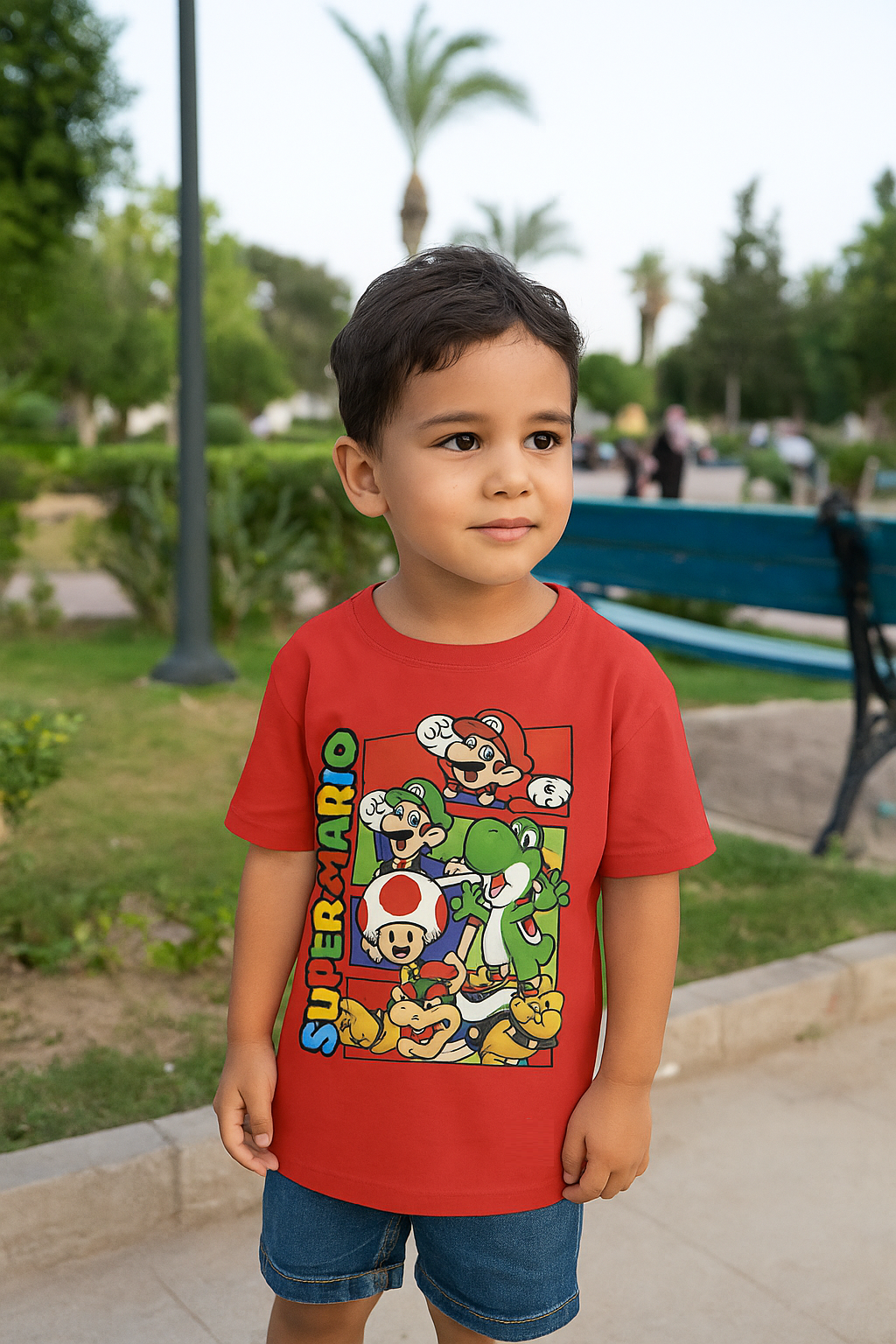 T-shirt Enfant ILÉNA – Super Mario Team Rouge