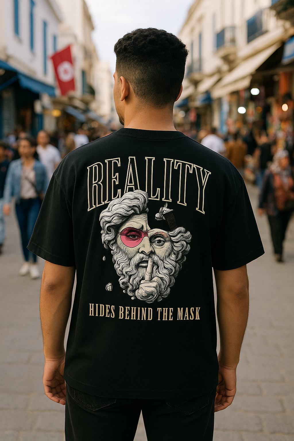 T shirt oversize homme double face