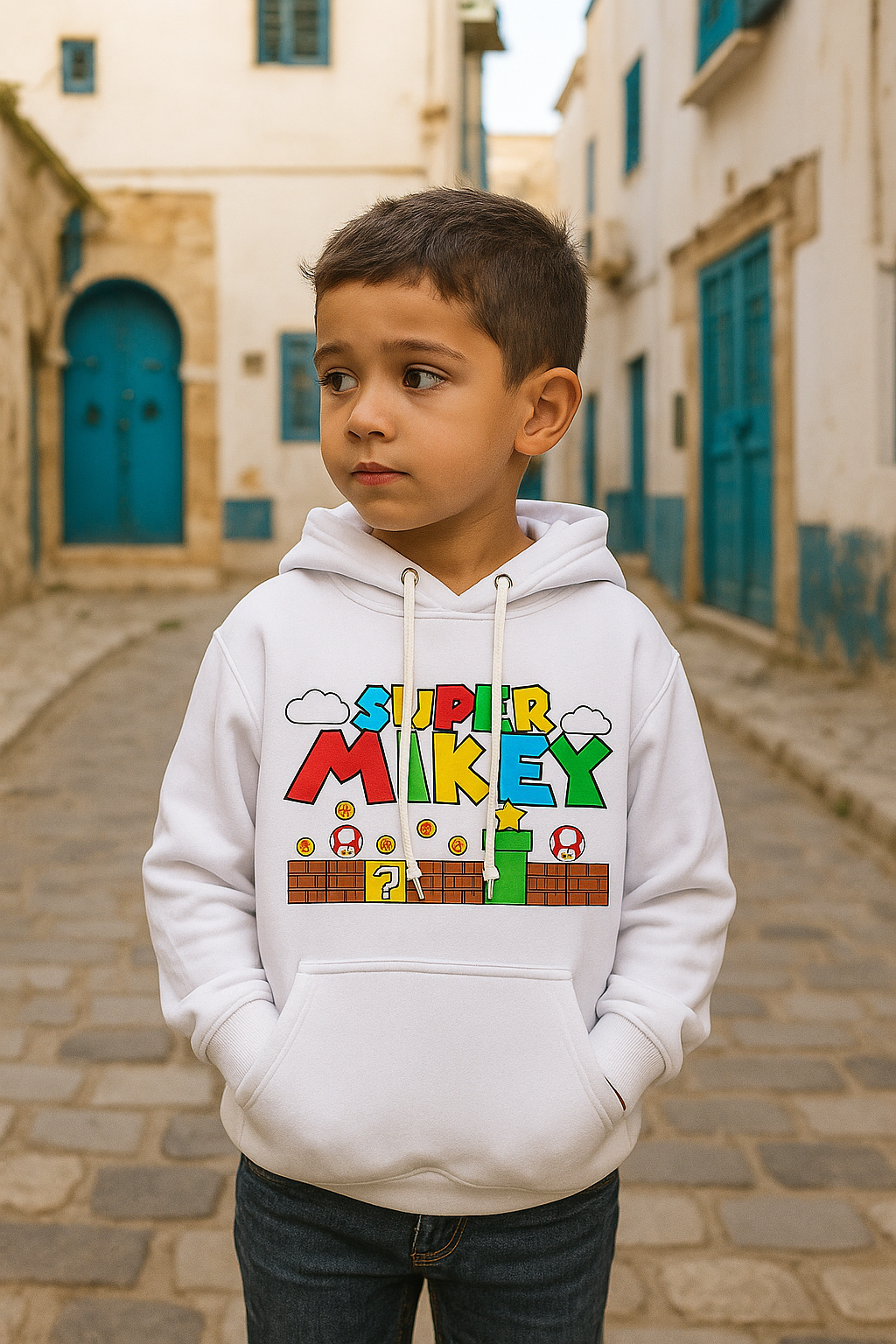 Sweat à Capuche Enfant ILENA "Super Mikey