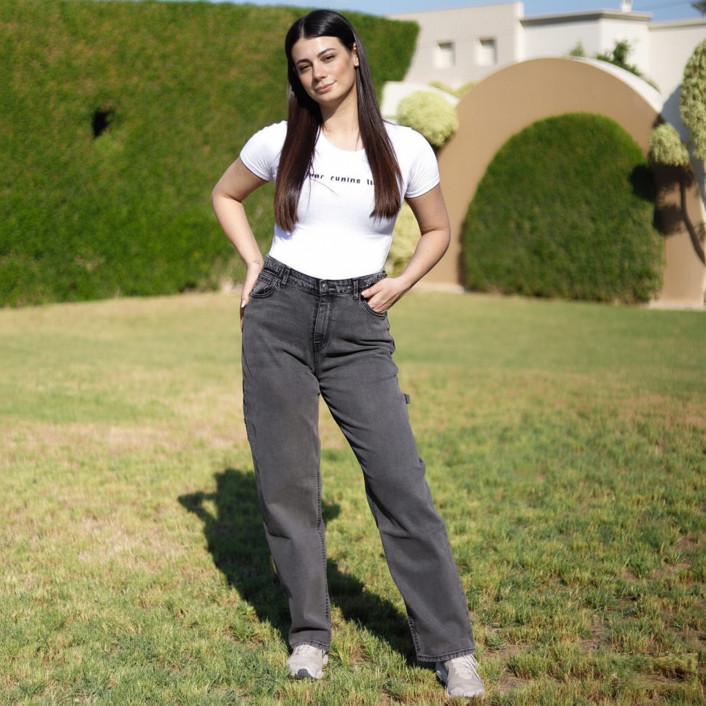 Jean Baggy Taille Haute - Gris Vintage