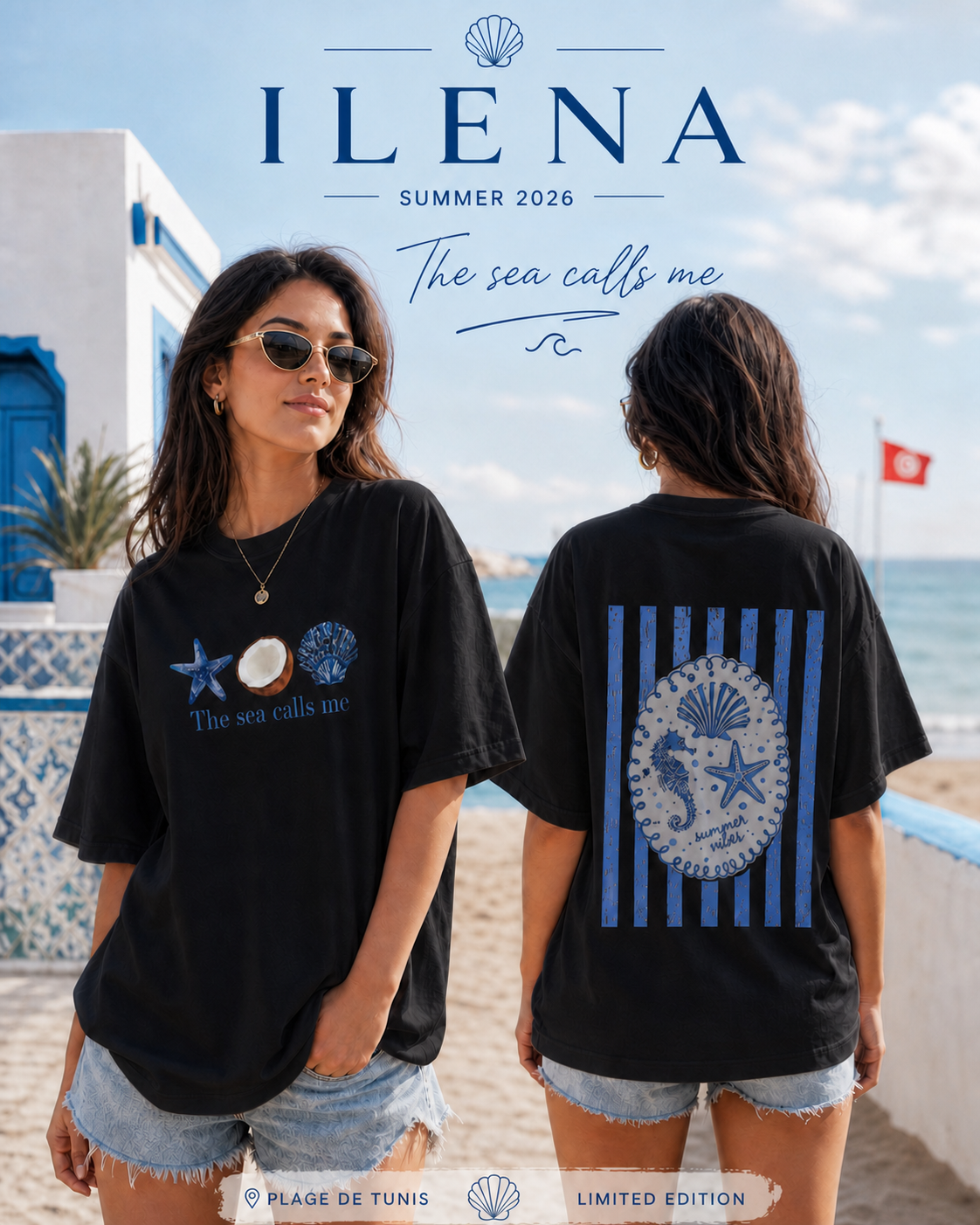 T-shirt Oversize ILENA "The Sea Calls Me" – Édition Été 2026