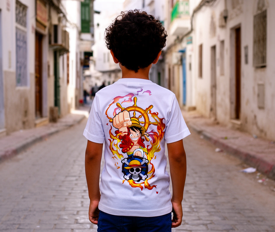 T-shirt Enfant ILENA – Édition Pirate Anime Blanc Premium